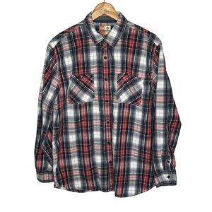 RuffHewn Red Blue Plaid Western Style Button Down Shirt Large